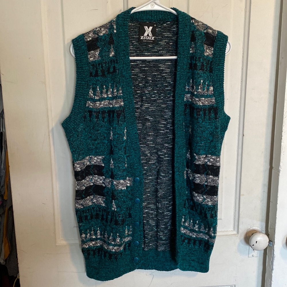 M/L Green Teal Sweater Vest